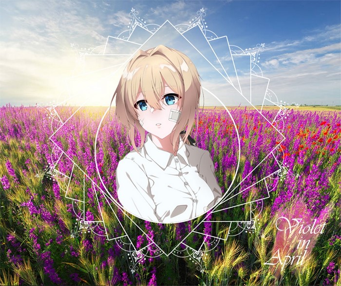 Violet Evergarden in a field of flowers