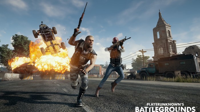 PlayerUnknown's Battlegrounds explosion with buggy and players