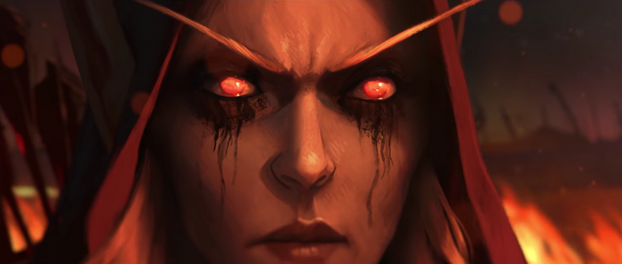Sylvanas Windrunner from World of Warcraft in fire