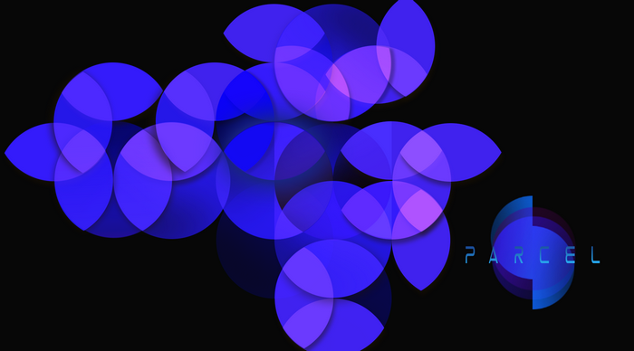 Abstract geometric shapes with Parcel logo