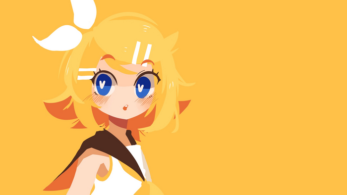 Kagamine Rin from Vocaloid, minimalist anime art