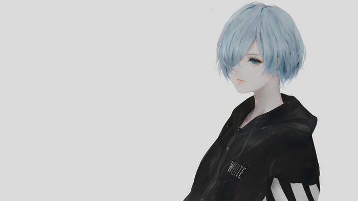 Anime girl with turquoise hair and blue eyes