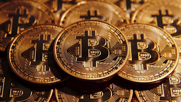 Pile of Gold Bitcoin Coins