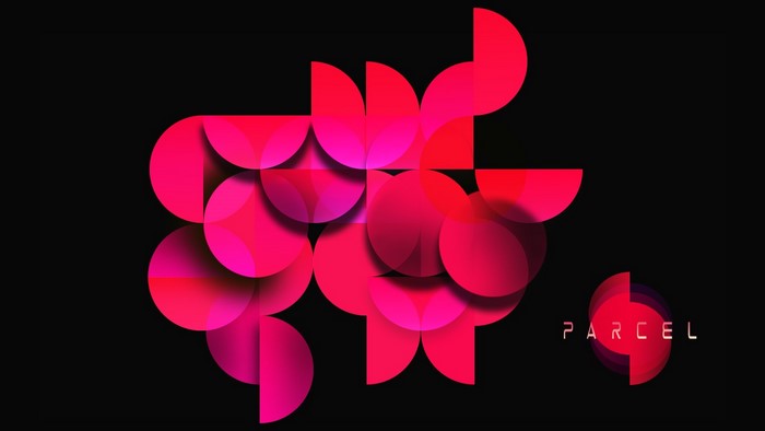 Abstract geometric design with pink and red circles