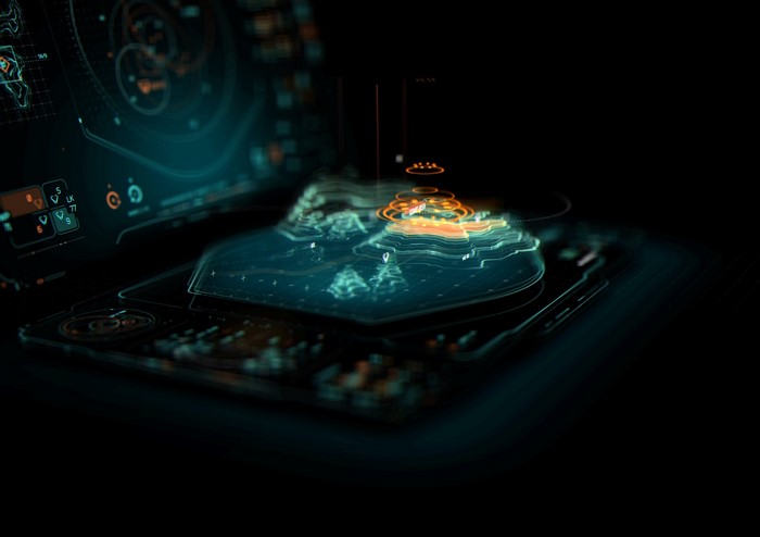 Holographic 3D map interface with data visualization