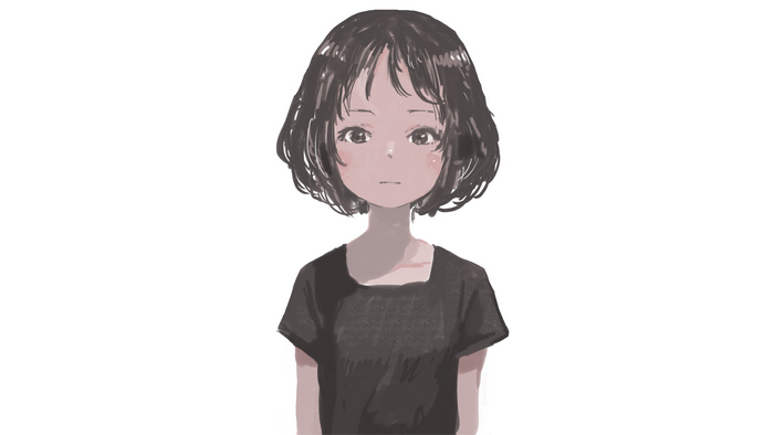 Anime girl with short black hair