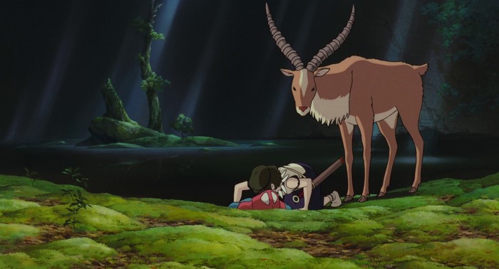 Ashitaka and a deer from Princess Mononoke
