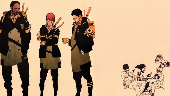Characters from the manga LEVIUS in artwork