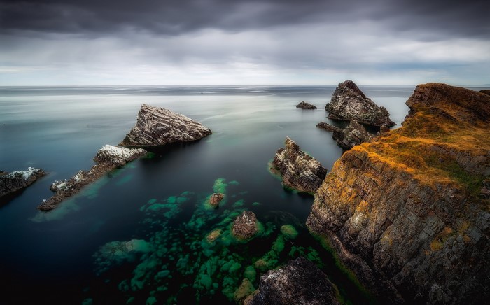 Rocky coast and sea in Scotland