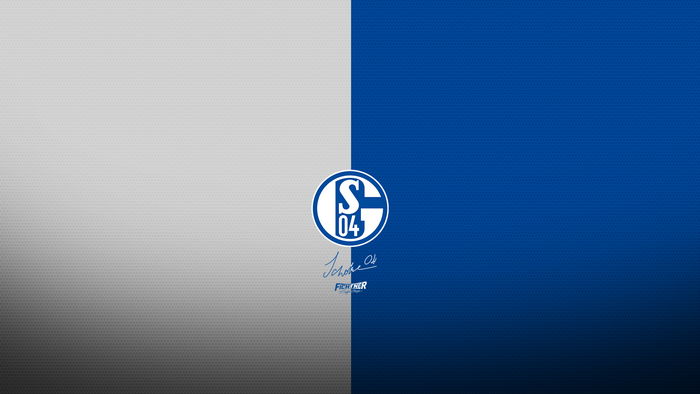 Schalke 04 logo on a split blue and grey background