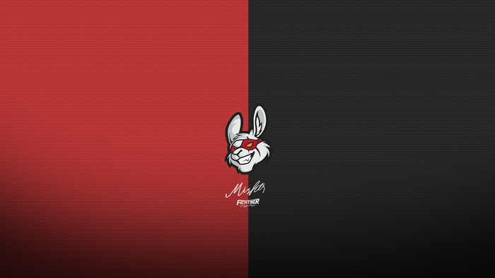 Misfits Fighter logo with red and black background