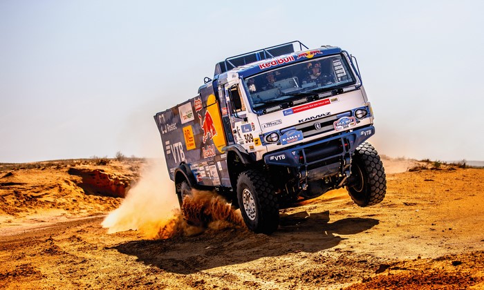 Kamaz truck racing in the desert