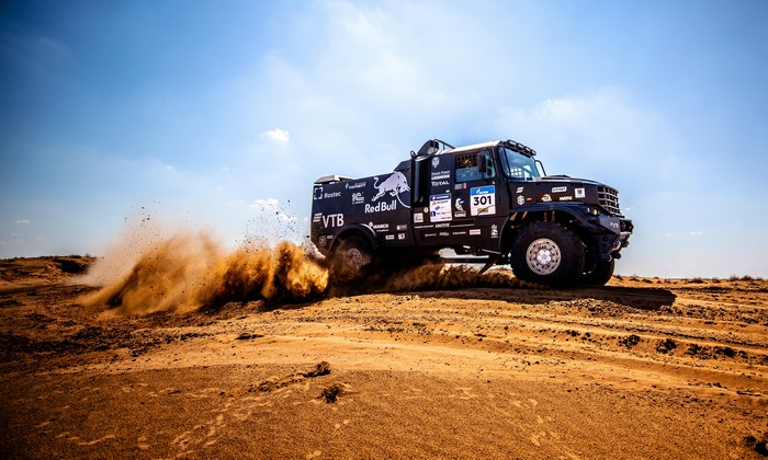 Kamaz truck racing in the desert