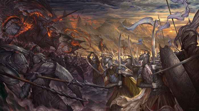Battle of Elves and Orcs in Middle-earth