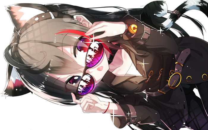 Anime girl with cat ears and sunglasses