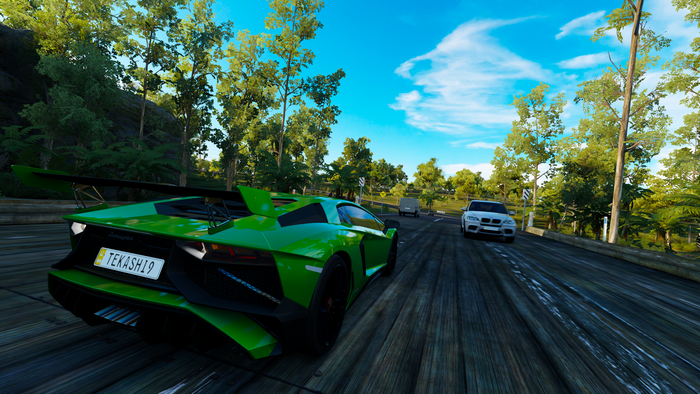 Green Lamborghini Aventador in Forza Horizon 3