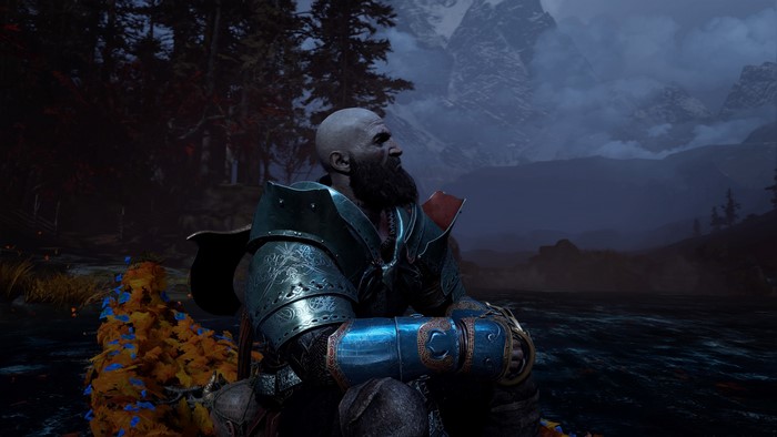 Kratos from God of War (2018) in a landscape