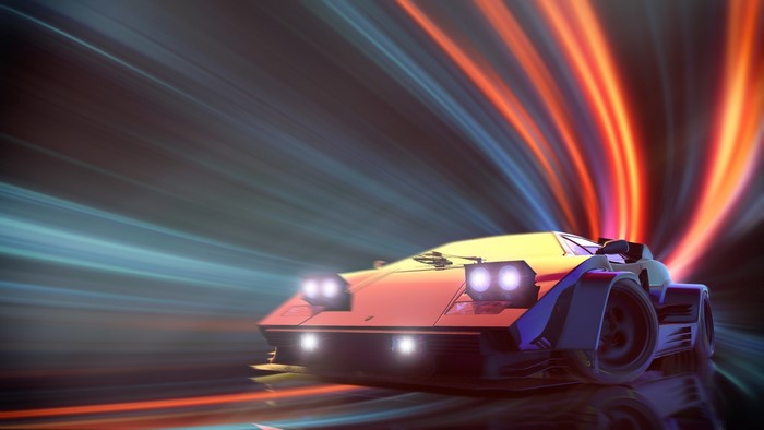 Lamborghini sports car with light trails