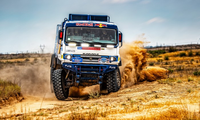 Kamaz truck racing in the desert