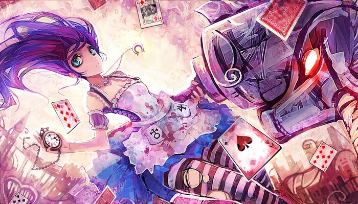 Alice from Alice: Madness Returns with a robot
