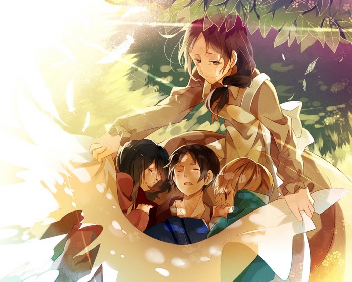 Mikasa, Eren, and Armin from Attack on Titan