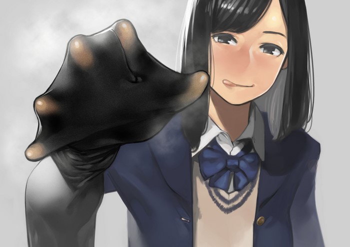 Anime girl in school uniform with black hair