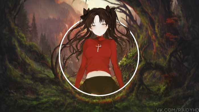 Rin Tohsaka from Fate/Stay Night in a forest