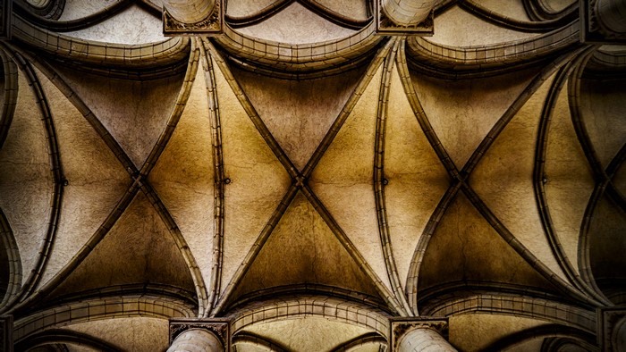 Gothic architecture ceiling with ribbed vaulting