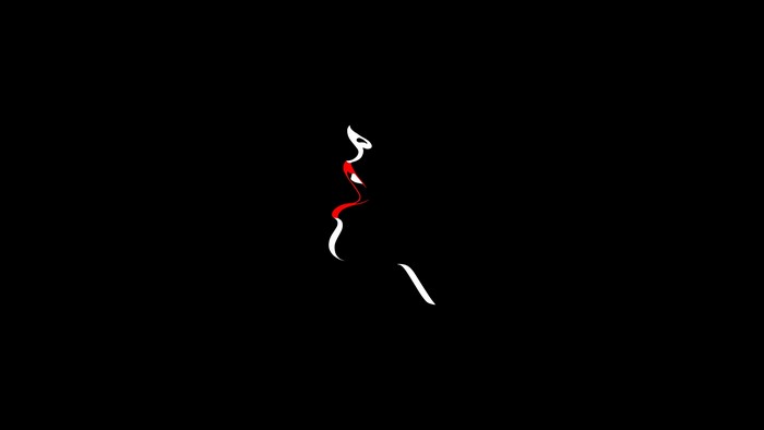 Minimalist illustration of a woman's face with red lipstick