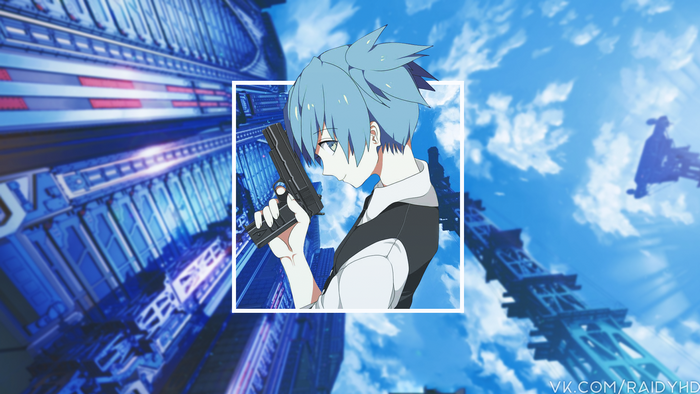 Nagisa Shiota from Assassination Classroom holding a gun