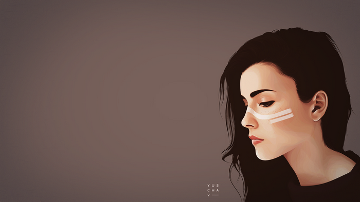 Digital art portrait of a woman with face paint