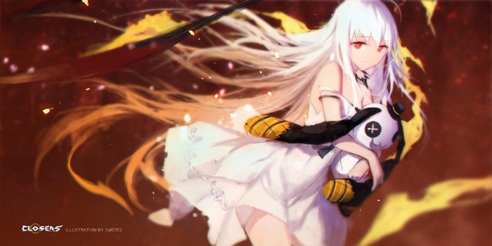 Yuki from Closers with a panda plushie