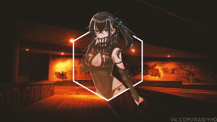Anime girl with mask and outfit
