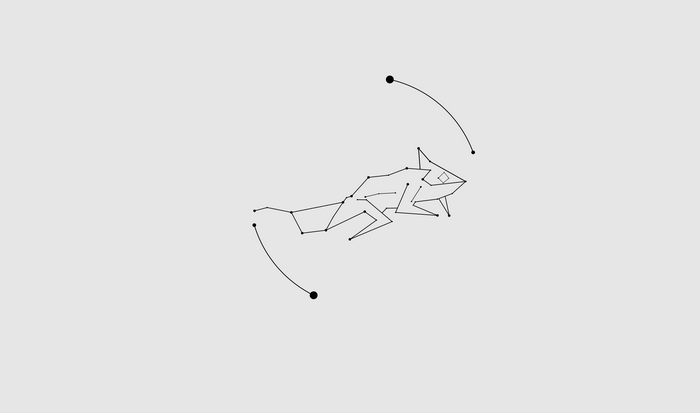Chameleon constellation with orbiting dots