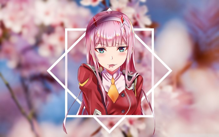 Zero Two from Darling in the FranXX with Cherry Blossoms