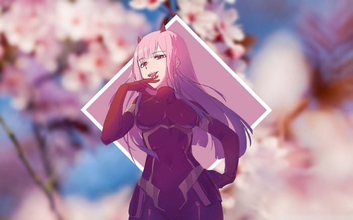 Zero Two from Darling in the FranXX with Cherry Blossoms
