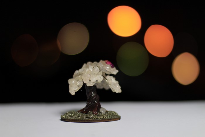 Crystal tree with bokeh lights