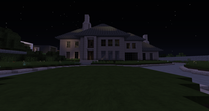 Minecraft mansion at night