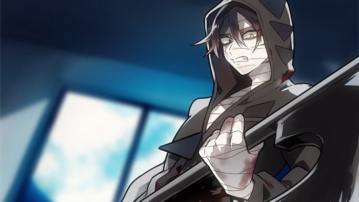 Isaac Foster from Angels of Death with a scythe