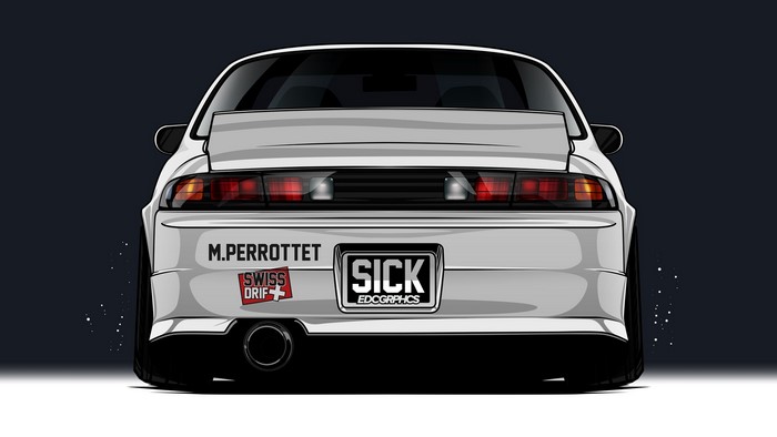 Nissan 200SX JDM car rear view by EDC Graphics