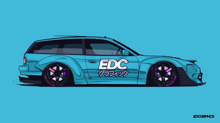 EDC Graphics Cyan Nissan 240SX Side View