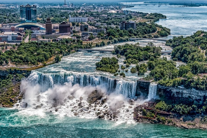 Niagara Falls River and City Landscape