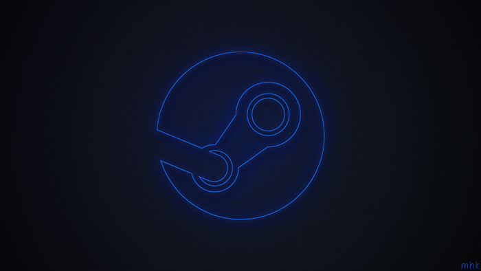 Steam logo in neon blue