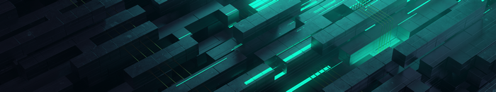 3D Abstract Digital Art with Teal Neon Glow