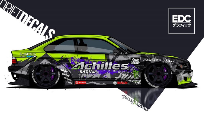 BMW E36 Side View Digital Art