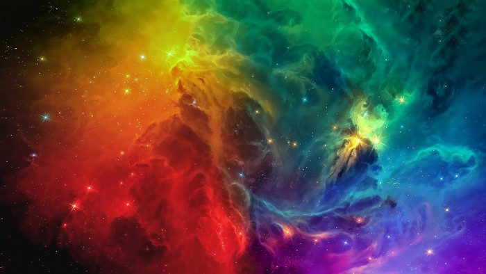 4K Nebula with Stars in Rainbow Colors
