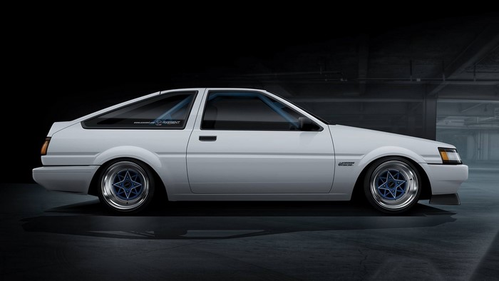 White Toyota Corolla AE86 render by Axesent Creations