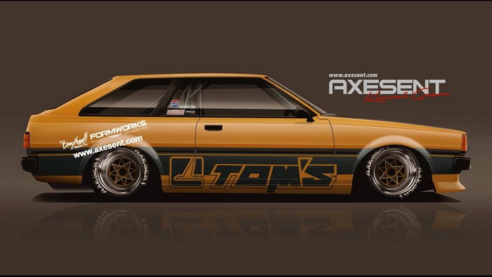 Yellow Toyota Corolla AE86 JDM digital art