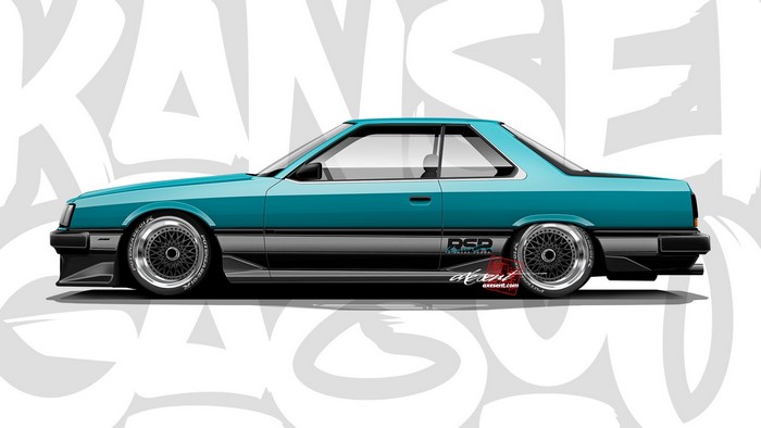 Nissan Skyline R31 Blue Side View Render