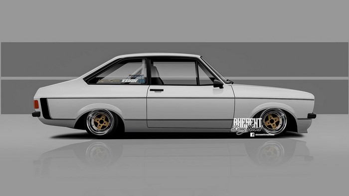 White Ford Escort MkII render by Axesent Creations